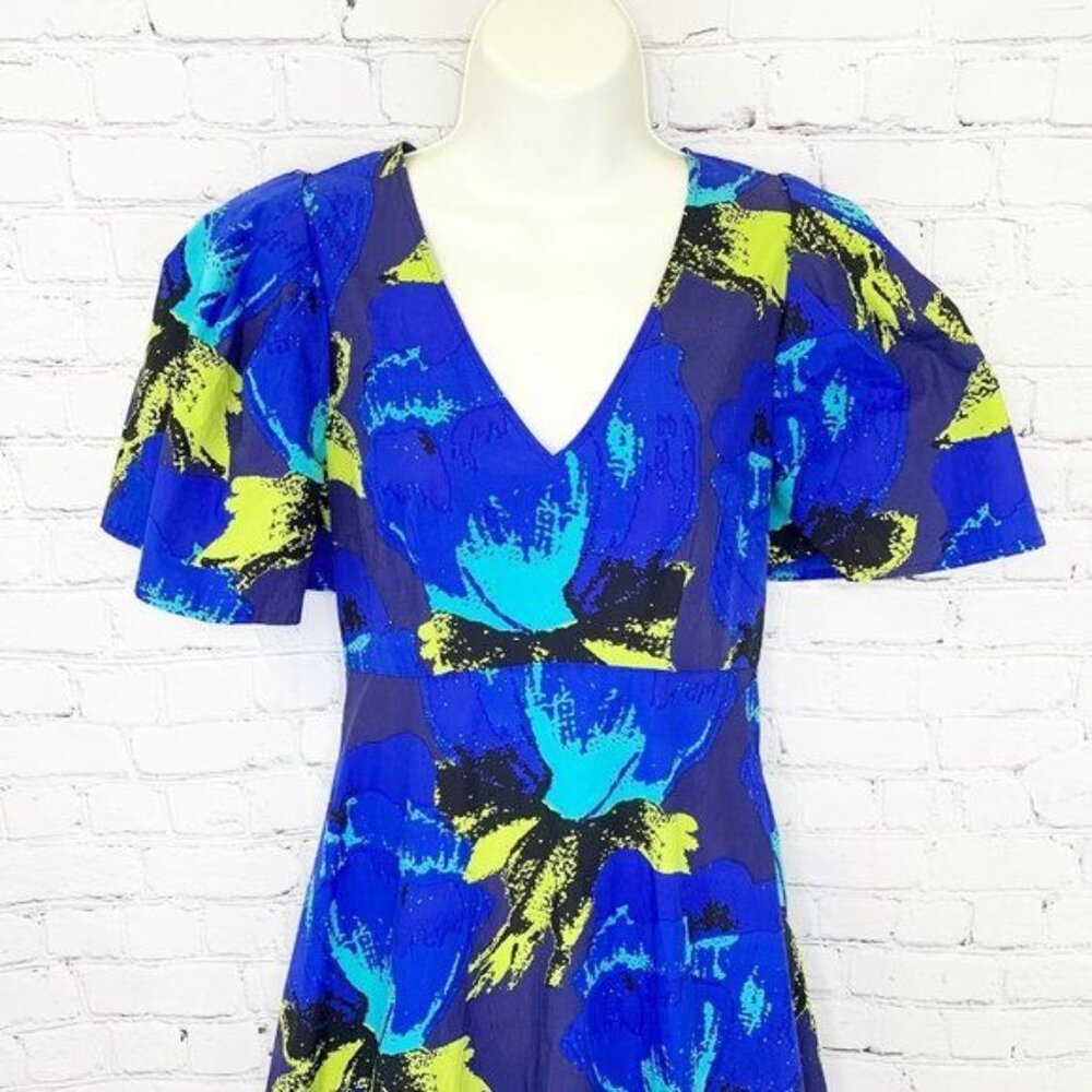 NWT CHRISTOPHER JOHN ROGERS FOR TARGET BLUE FLORAL RUFFLE MAXI DRESS - 0 - Picture 5 of 9